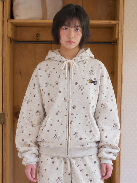 Ambler Curly Star Hoodie Zip-Up Jacket (Oatmeal)