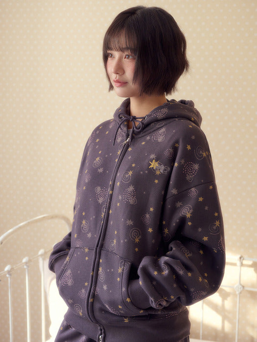 Ambler Curly Star Hoodie Zip-Up Jacket (Dark-Brown)