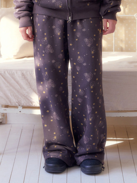 Ambler Curly Star Applique 2-Way Wide Sweat Pants (Dark Brown)