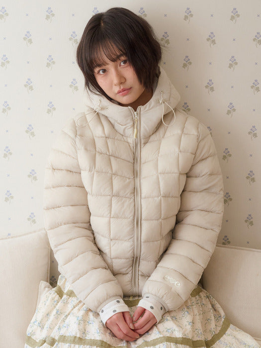 Ambler 2Way Hooded Light Jacket Light Padding Jacket (Ivory)