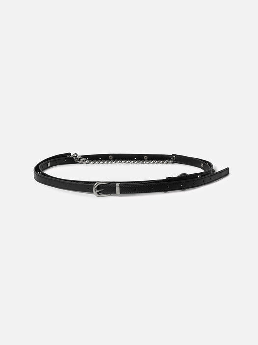 Instantfunk Chain Mix Leather Belt - Black