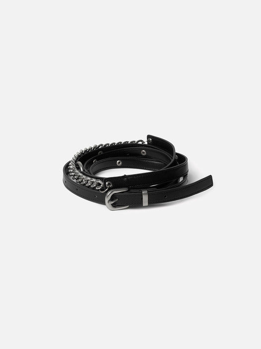 Instantfunk Chain Mix Leather Belt - Black