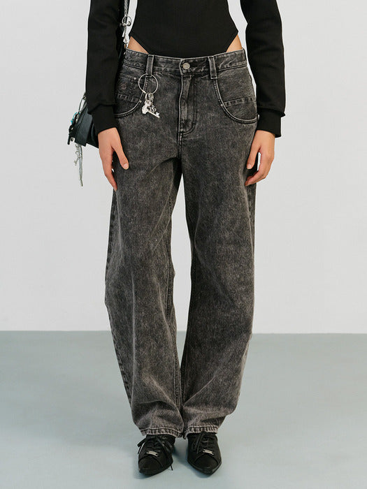 Instantfunk Big Pocket Loose Fit Denim - Grey