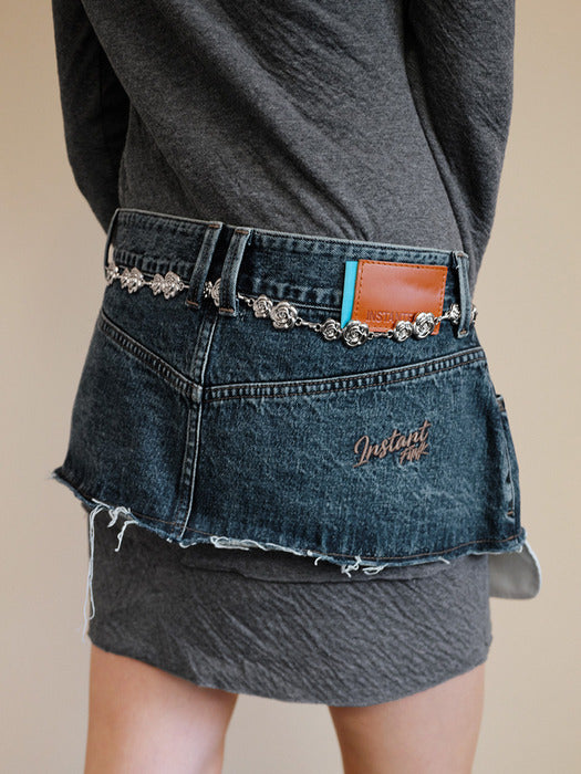 Instantfunk Raw Edge Denim Wrap Skirt - Blue