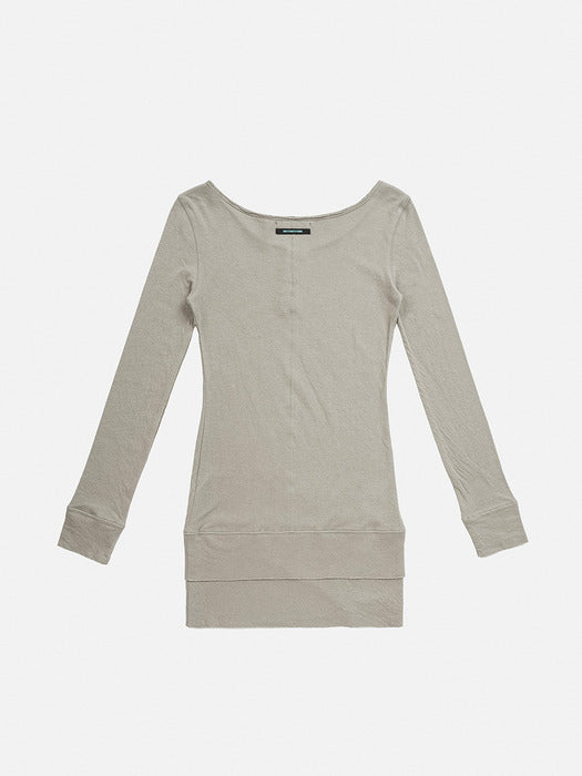 Instantfunk Henley Neck Tiered Jersey Dress - Light Grey