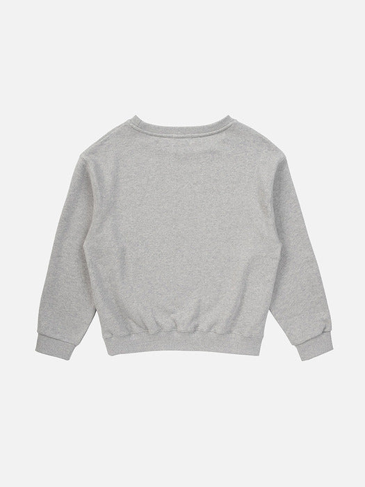 Instantfunk Graphic Scoop Neck Off Shoulder Sweatshirts - Melange Grey