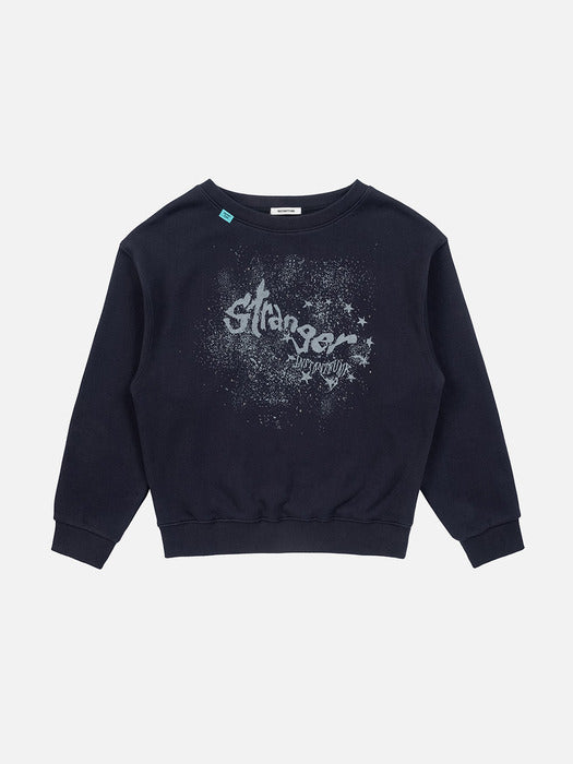 Instantfunk Graphic Scoop Neck Off Shoulder Sweatshirts - Navy