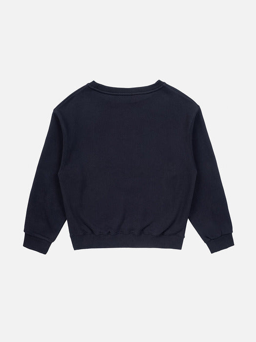 Instantfunk Graphic Scoop Neck Off Shoulder Sweatshirts - Navy