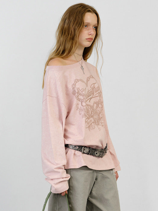 Instantfunk Oversized Heart Graphic Tee - Pink