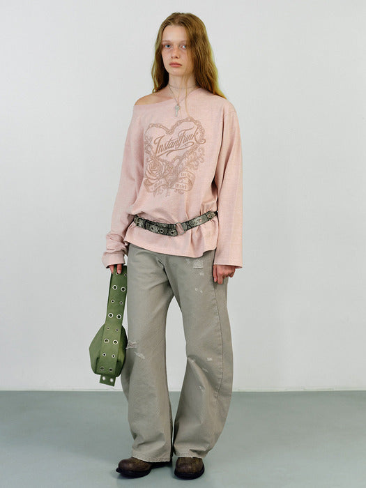 Instantfunk Oversized Heart Graphic Tee - Pink