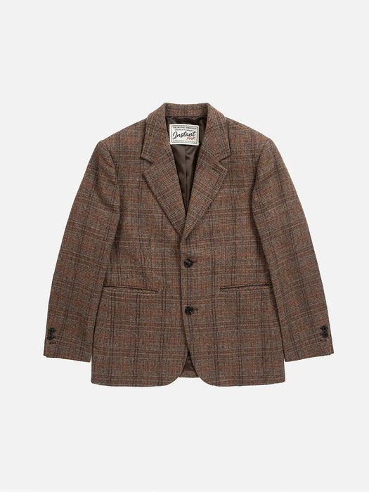 Instantfunk Essential Check Single Jacket - Brown