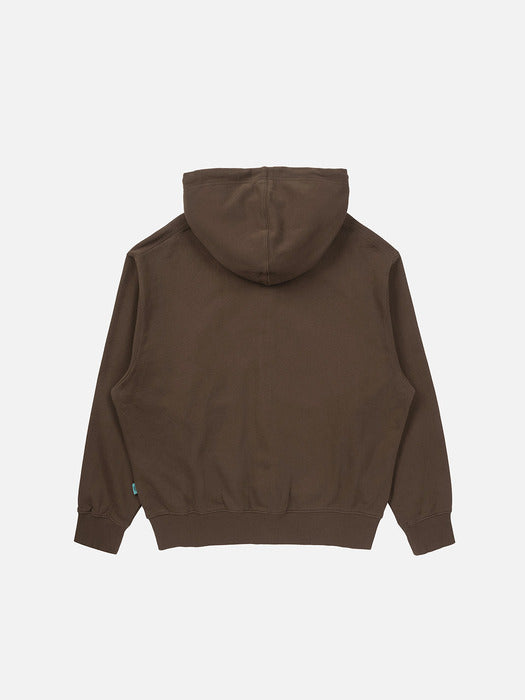 Instantfunk Washed Graphic Zip UP Hoodie - Brown