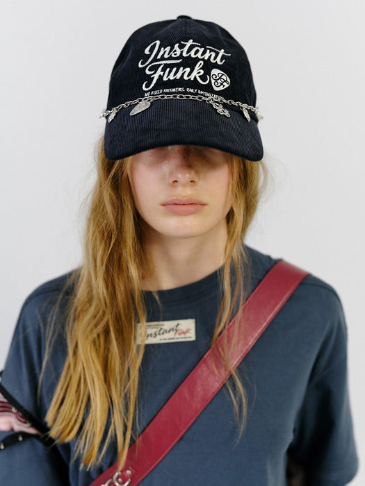Instantfunk Peak Corduroy Ball Cap - Navy