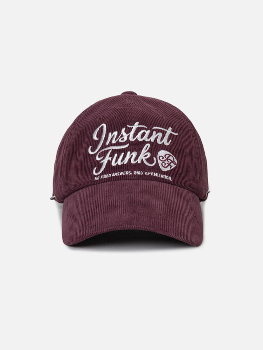 Instantfunk Peak Corduroy Ball Cap - Burgandy