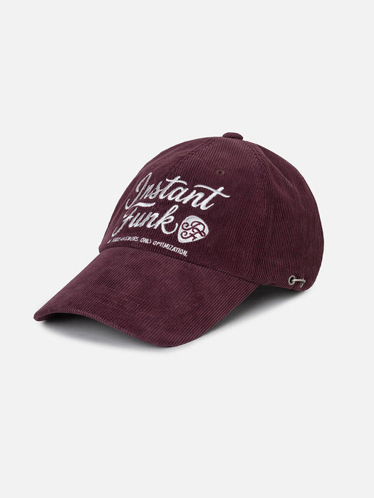 Instantfunk Peak Corduroy Ball Cap - Burgandy