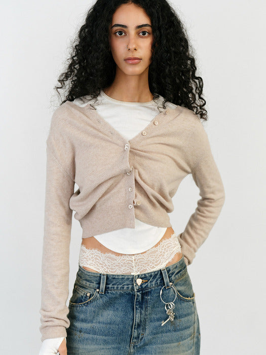 Instantfunk Essential Wool Round Cardigan - Beige