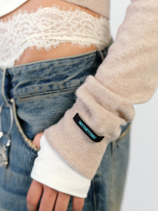 Instantfunk Essential Wool Round Cardigan - Beige