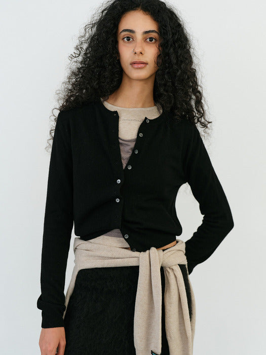 Instantfunk Essential Wool Round Cardigan - Black