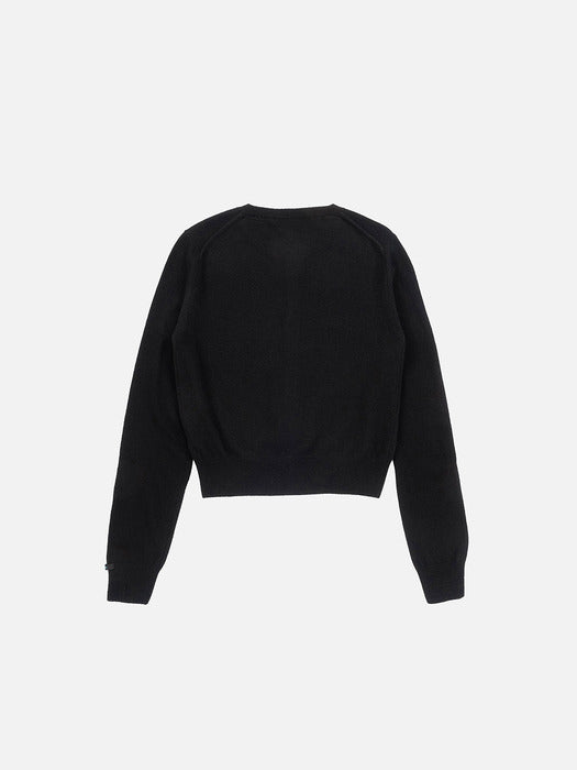 Instantfunk Essential Wool Round Cardigan - Black