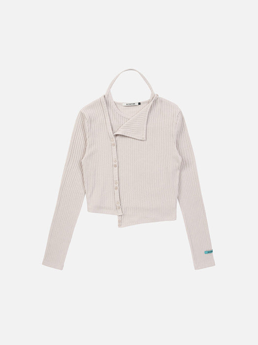 Instantfunk Rib Halter Cardigan Set Up - Beige