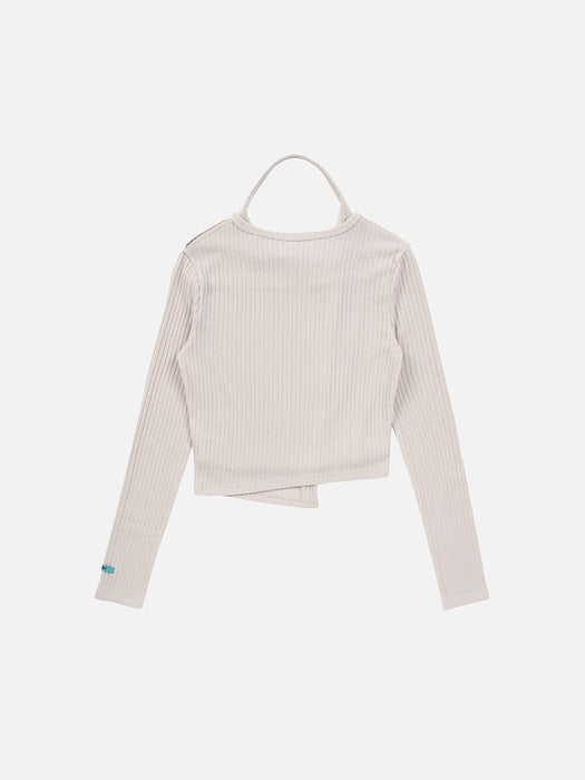 Instantfunk Rib Halter Cardigan Set UP - Beige