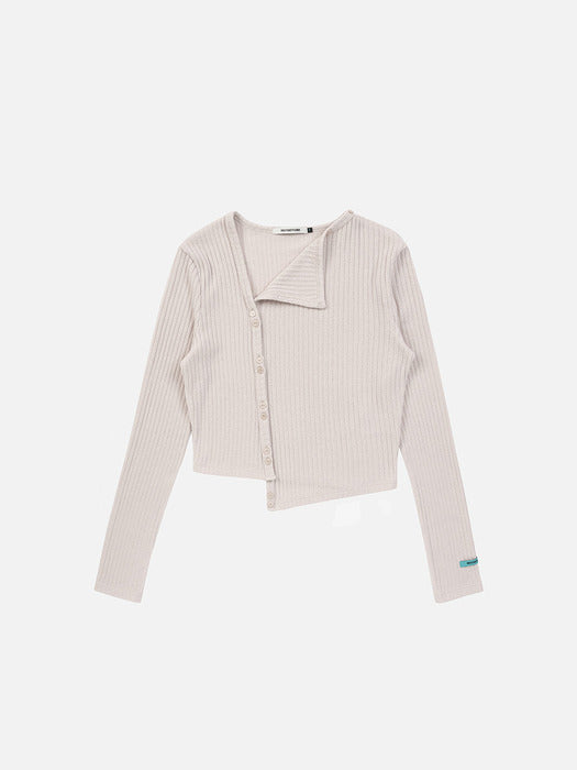 Instantfunk Rib Halter Cardigan Set UP - Beige