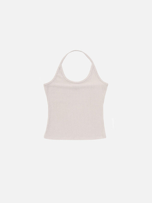 Instantfunk Rib Halter Cardigan Set UP - Beige
