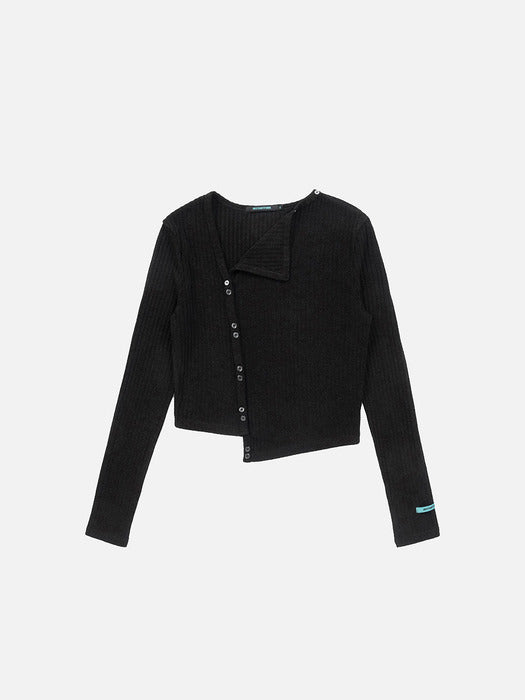 Instantfunk Rib Halter Cardigan Set UP - Black