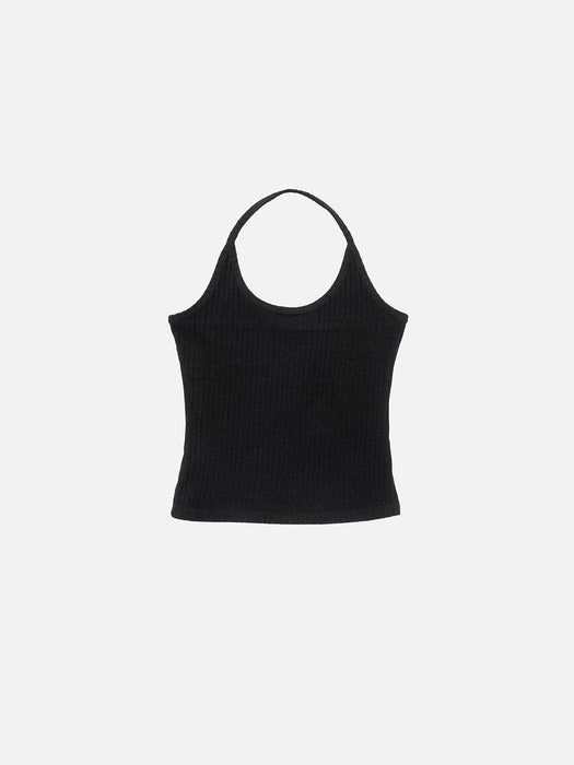 Instantfunk Rib Halter Cardigan Set UP - Black