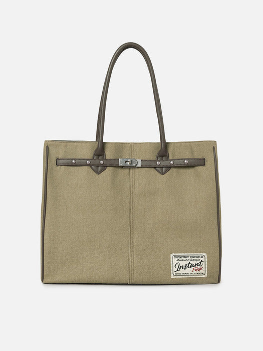 Instantfunk Oversized Canvas Tote Bag - Olive