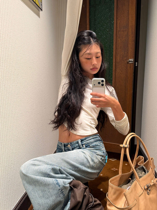 Instantfunk Round Hem Line Tee - Ivory