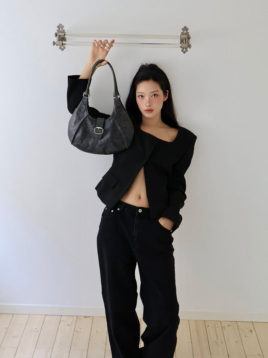Vunque [NewNewPICK] Halfmoon Vintage Hobo Bag M Khaki Grey