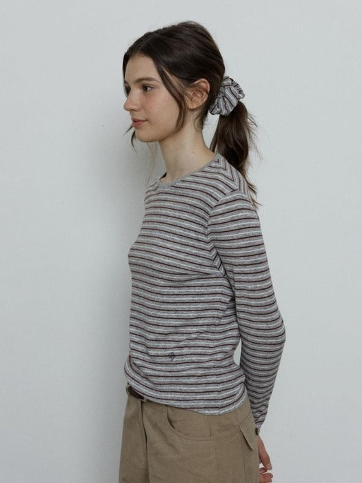 Depound soft stripe scrunchie - grey