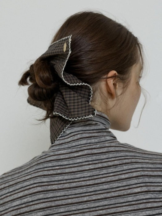 Depound check square scrunchie - brown