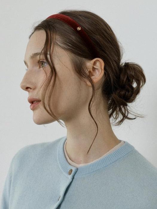 Depound dp logo velvet hairband - burgundy