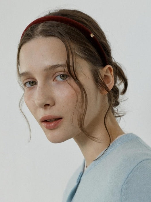Depound dp logo velvet hairband - burgundy