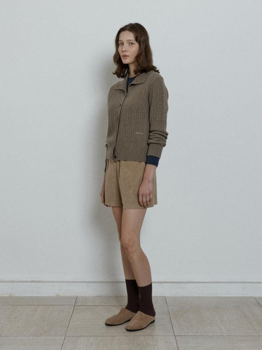 Depound suede string banding shorts - beige