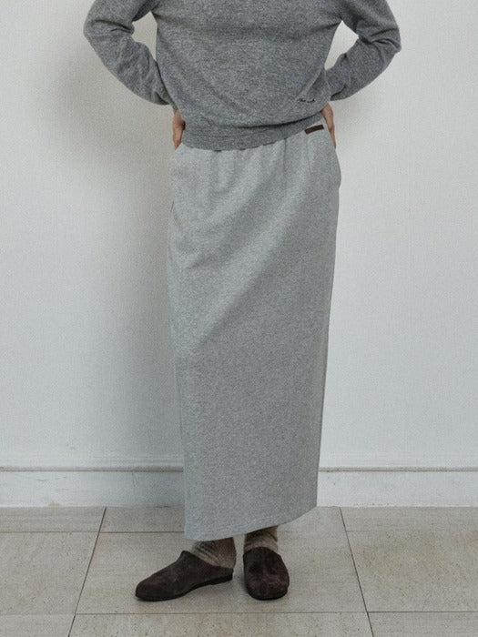 Depound panelled banding sweat skirt - melange grey