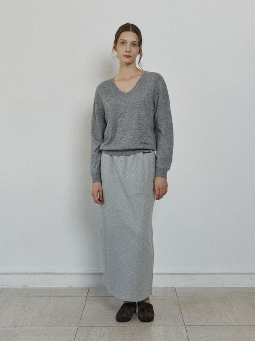 Depound panelled banding sweat skirt - melange grey