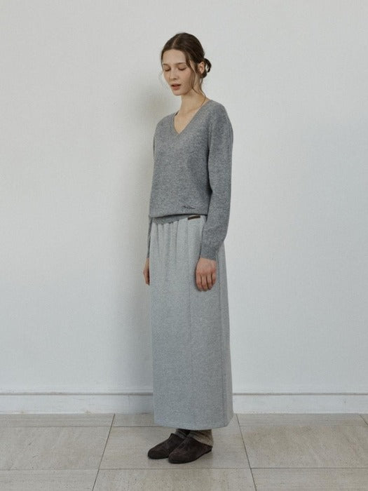 Depound panelled banding sweat skirt - melange grey