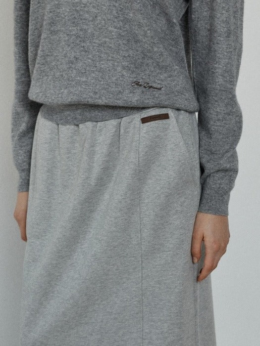Depound panelled banding sweat skirt - melange grey