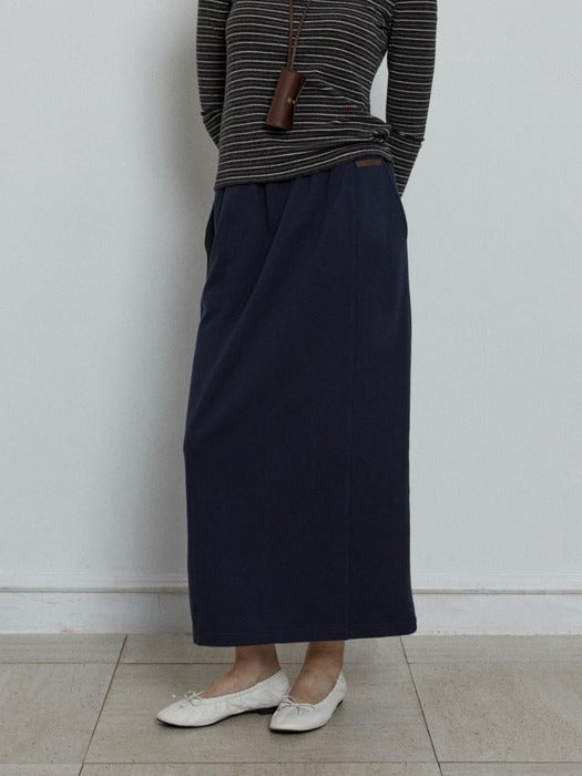 Depound panelled banding sweat skirt - navy