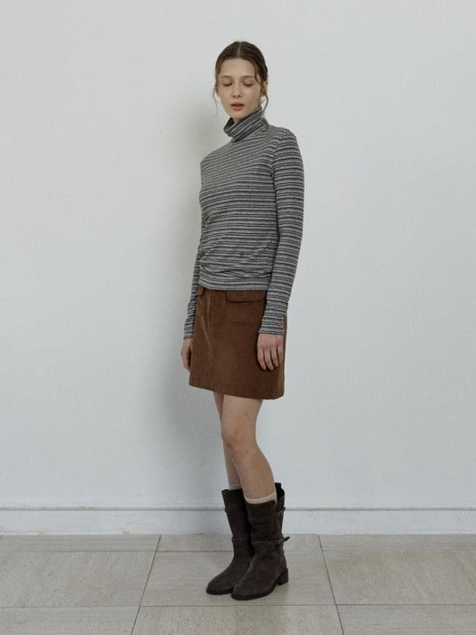 Depound stripe turtleneck t-shirt - grey