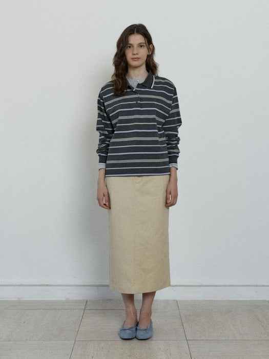Depound multi stripe collar t-shirt - grey