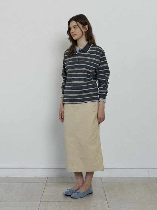 Depound multi stripe collar t-shirt - grey