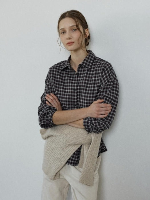 Depound soft oversized check shirt - burgundy