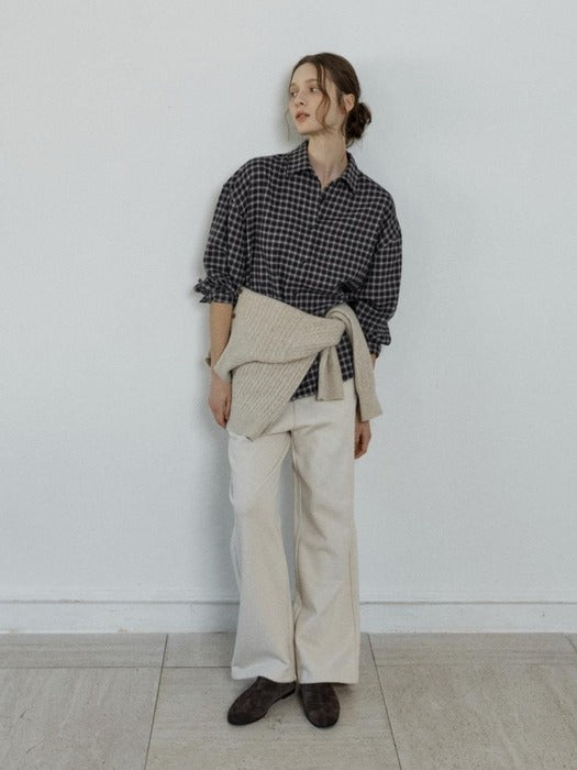 Depound soft oversized check shirt - burgundy