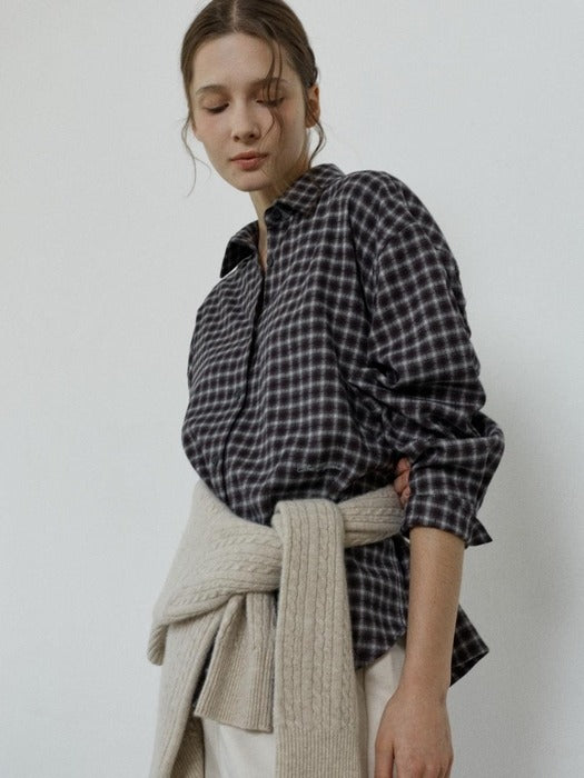 Depound soft oversized check shirt - burgundy