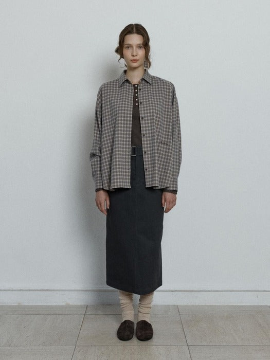 Depound soft oversized check shirt - beige