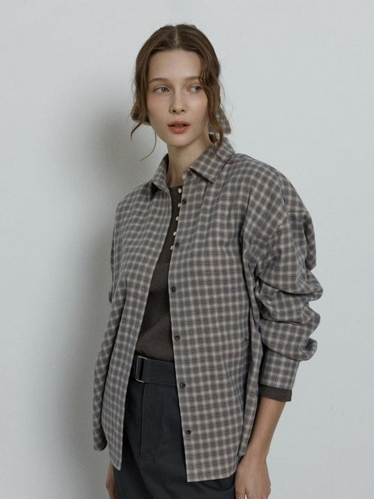 Depound soft oversized check shirt - beige